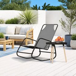 Durable Grey Rocking Sun Lounger for Outdoor Relaxation