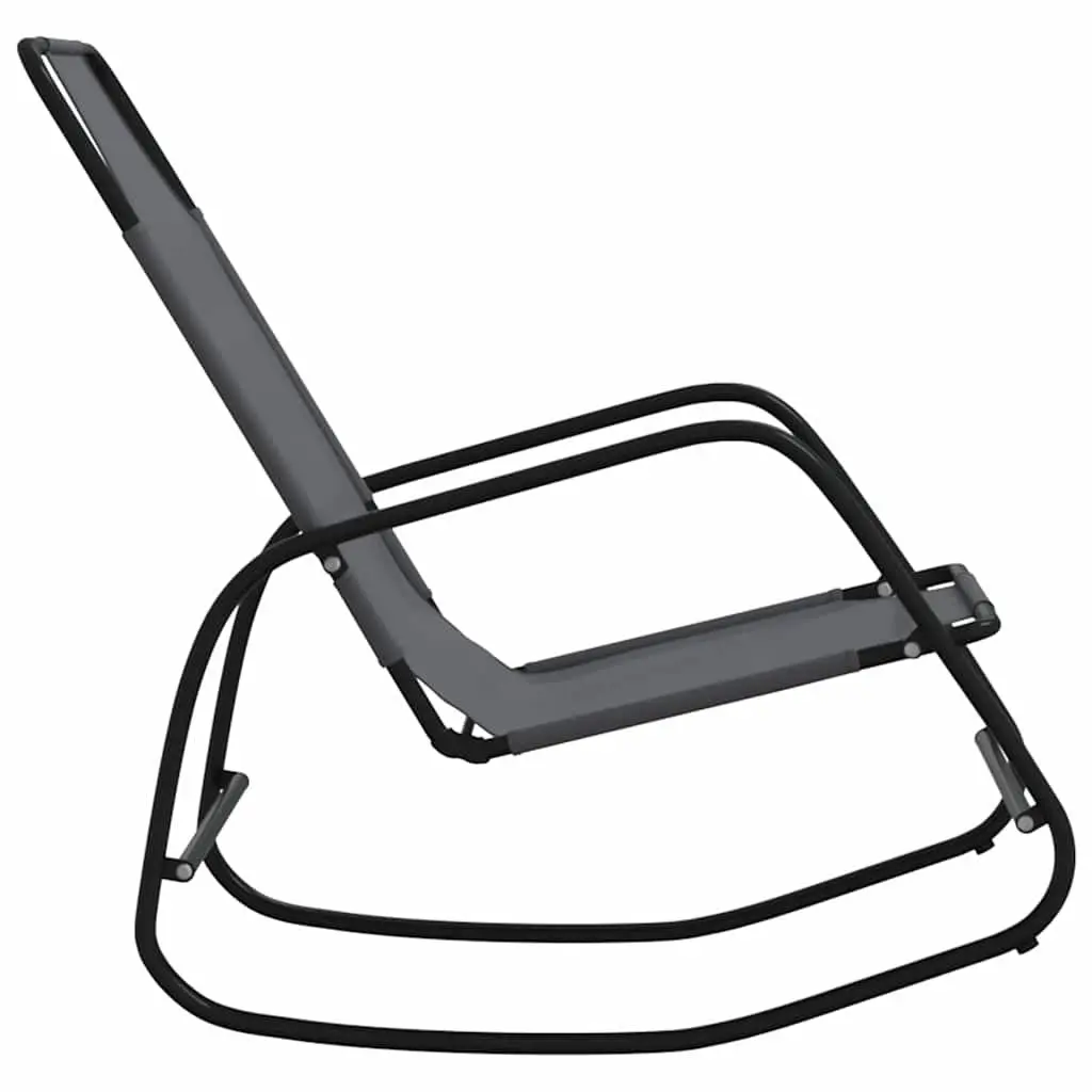 Rocking Sun Lounger Steel Textilene Grey Outdoor Lounge Chair