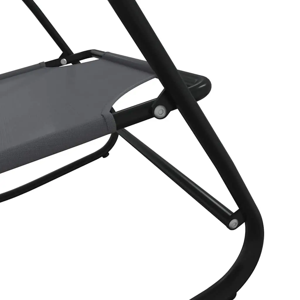 Rocking Sun Lounger Steel Textilene Grey Outdoor Lounge Chair