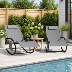 Premium Rocking Sun Loungers 2 pcs in Grey Steel for Outdoor Relaxation