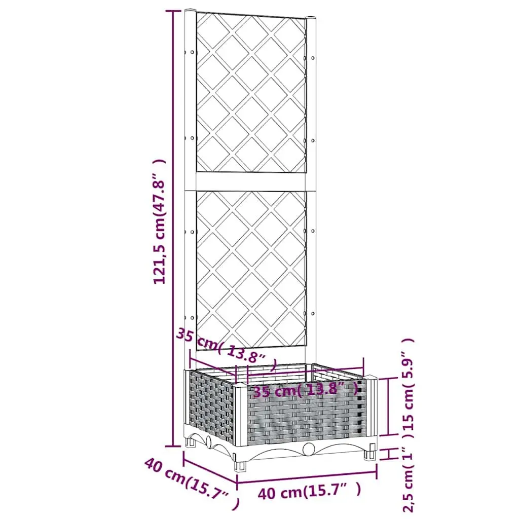 Garden Planter with Integrated Trellis Support