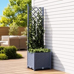 Durable Grey Garden Planter with Integrated Trellis