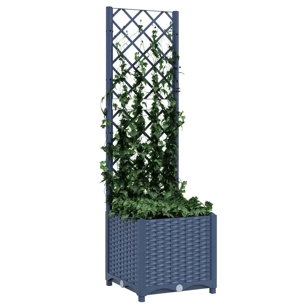 Grey Garden Planter with Integrated Trellis