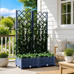 Grey Garden Planter with Trellis 80x40x121.5cm Outdoor Support