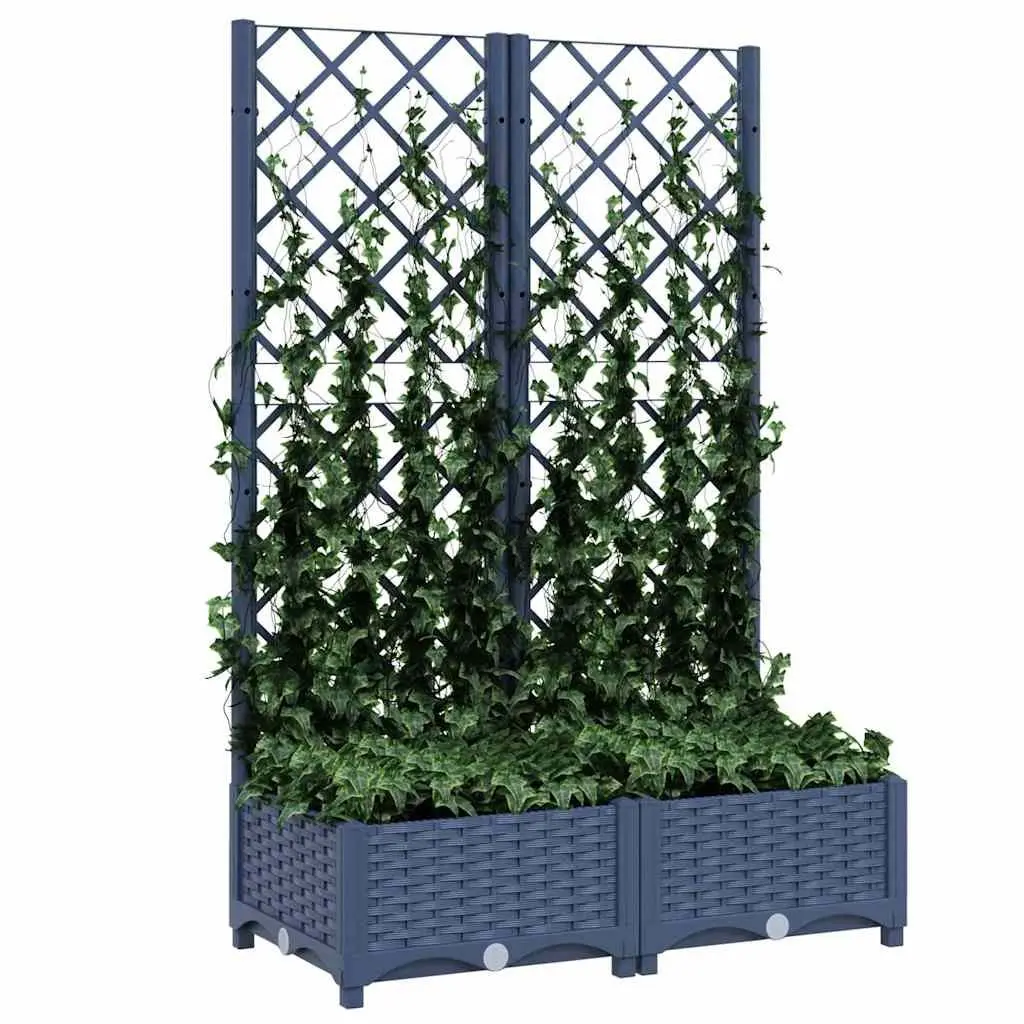 Grey Garden Planter with Trellis 80x40x121.5cm Outdoor Support