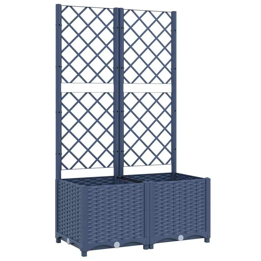 Garden Planter PP Grey 80x40x136cm with Trellis Outdoor Climbing Plants Support Flower Pot