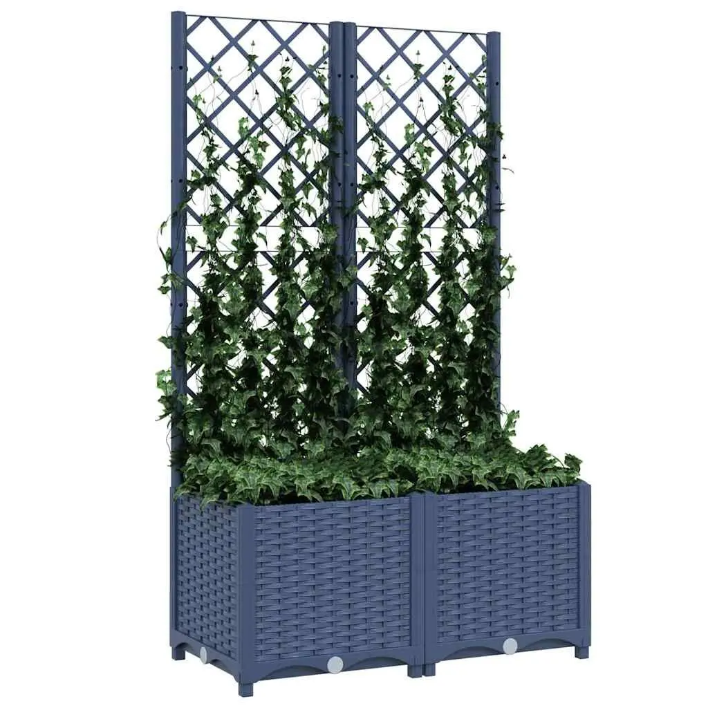 Garden Planter PP Grey 80x40x136cm with Trellis Outdoor Climbing Plants Support Flower Pot