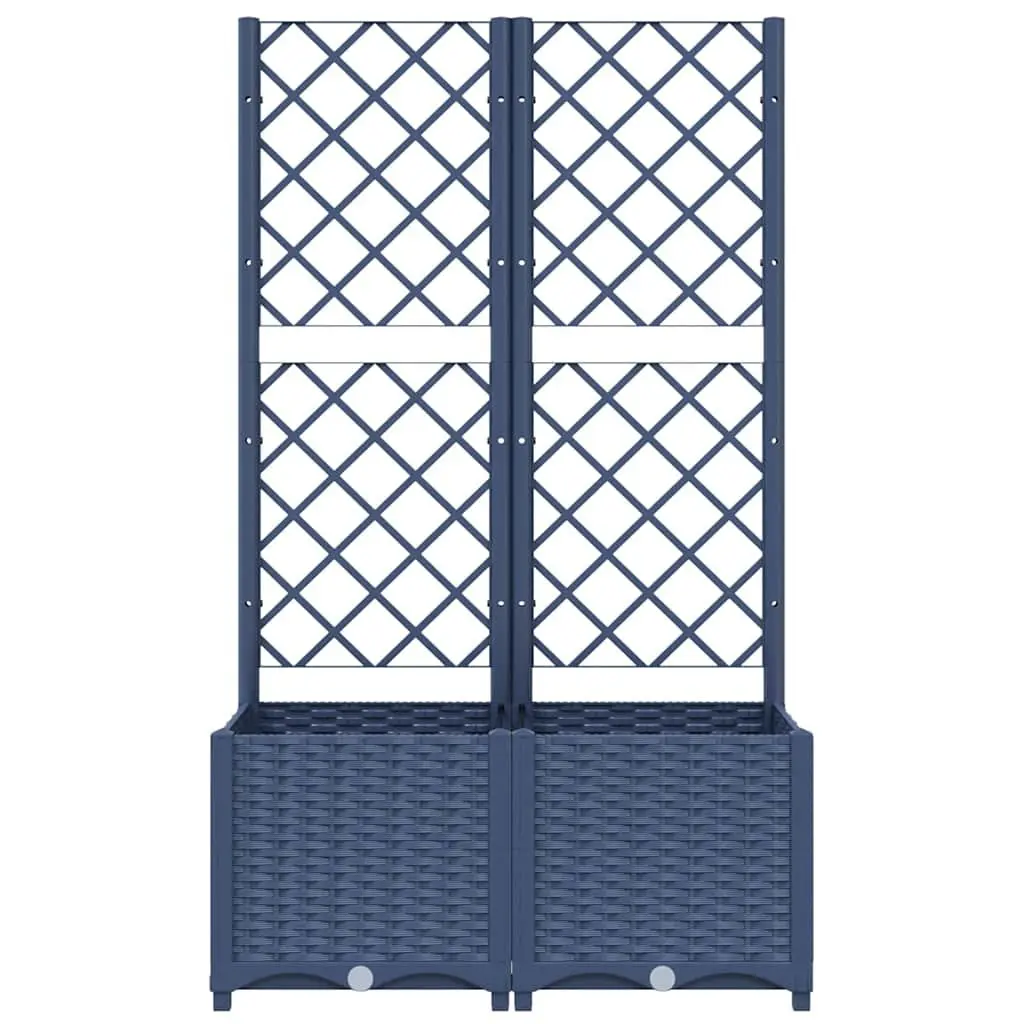 Garden Planter PP Grey 80x40x136cm with Trellis Outdoor Climbing Plants Support Flower Pot