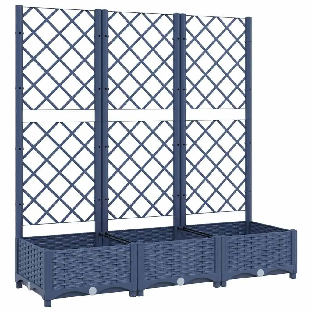 Garden Planter PP Grey 120x40x121.5cm with Integrated Trellis for Outdoor Climbing Plant Support