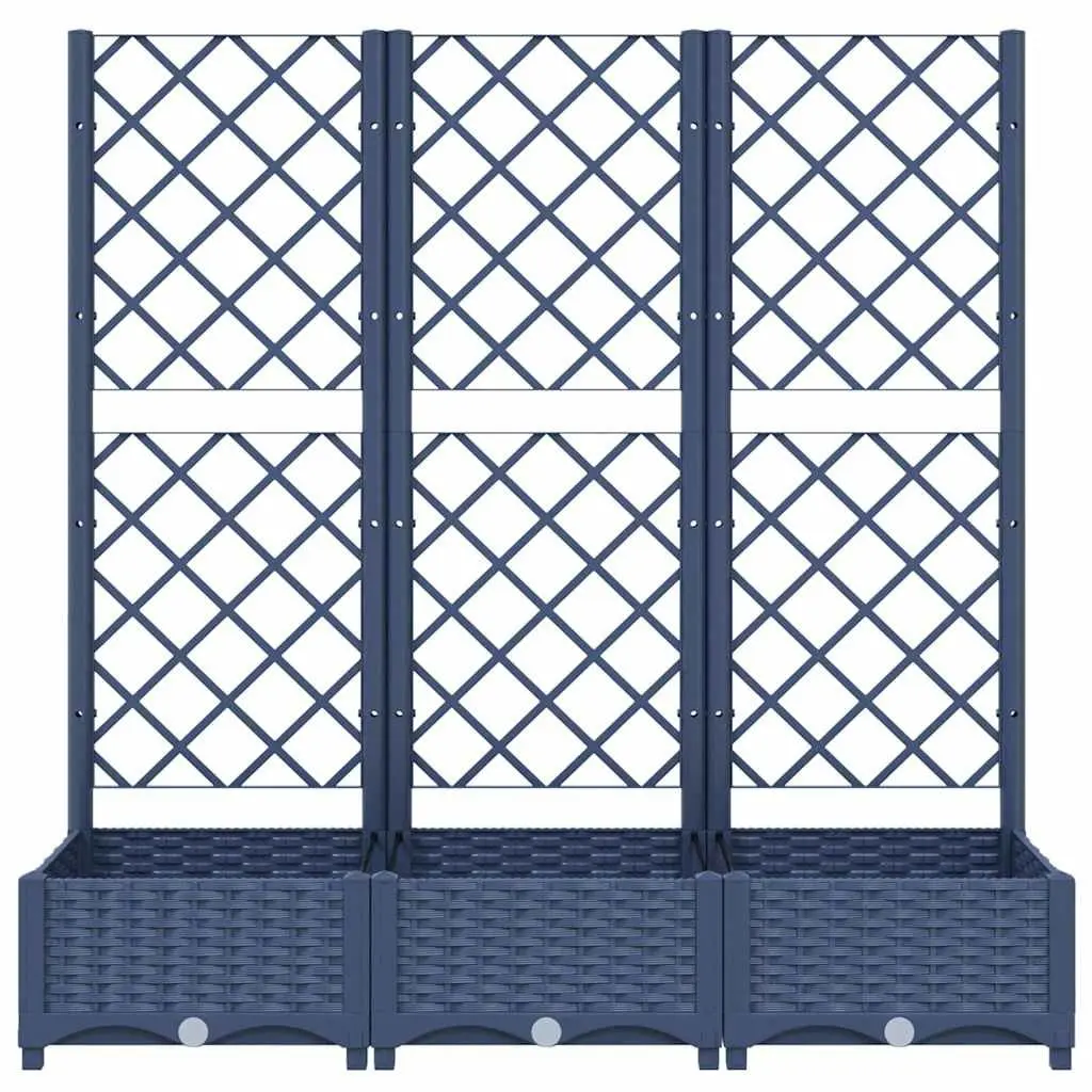 Garden Planter PP Grey 120x40x121.5cm with Integrated Trellis for Outdoor Climbing Plant Support