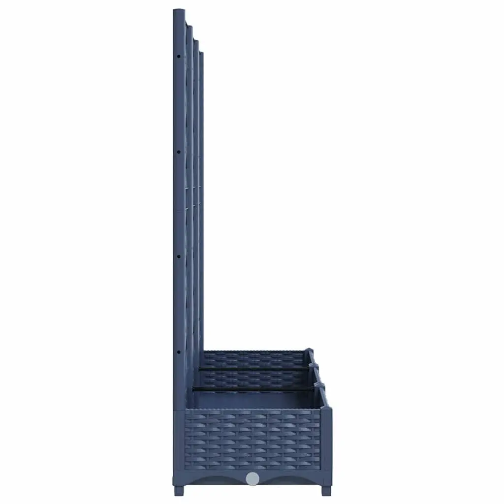 Garden Planter PP Grey 120x40x121.5cm with Integrated Trellis for Outdoor Climbing Plant Support