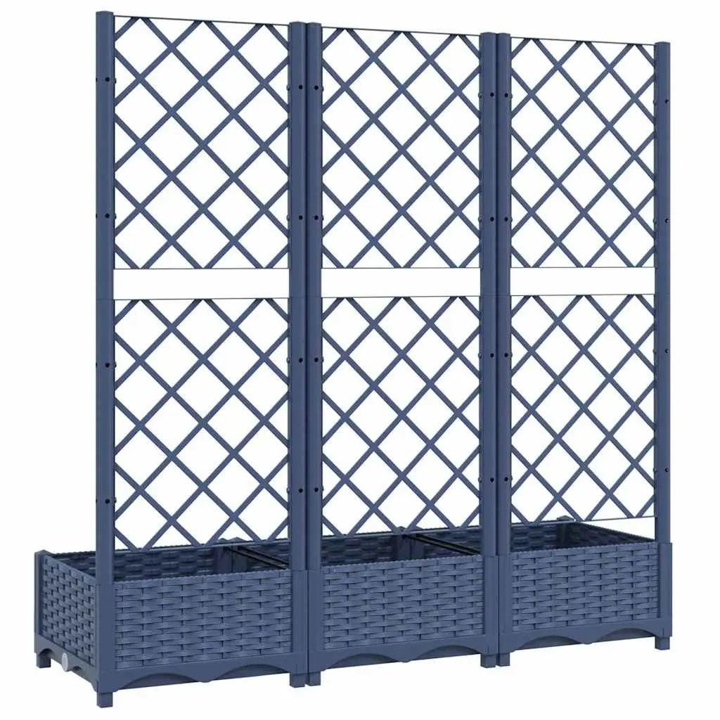 Garden Planter PP Grey 120x40x121.5cm with Integrated Trellis for Outdoor Climbing Plant Support