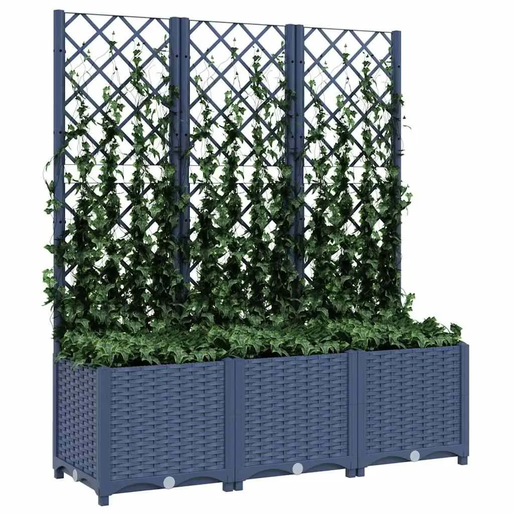 Grey Garden Planter with Integrated Trellis
