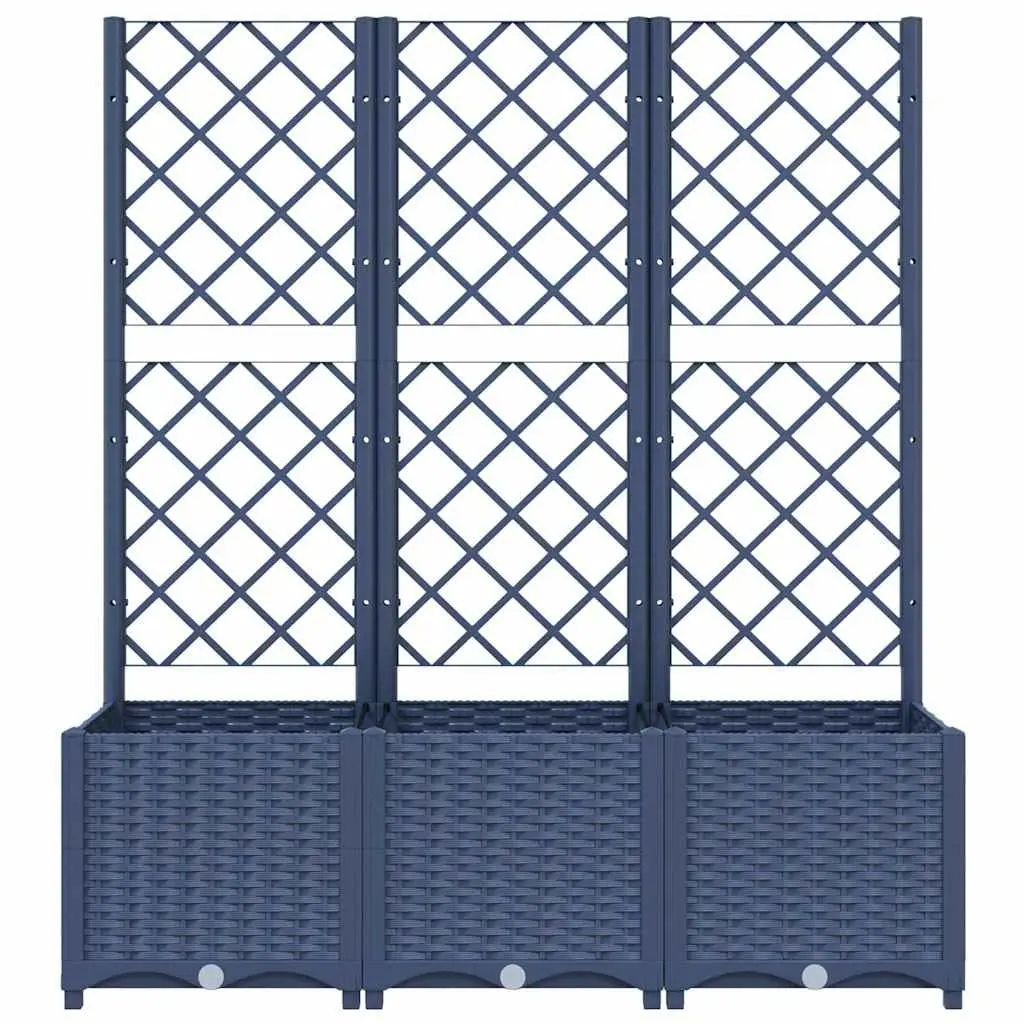 Grey Garden Planter with Integrated Trellis