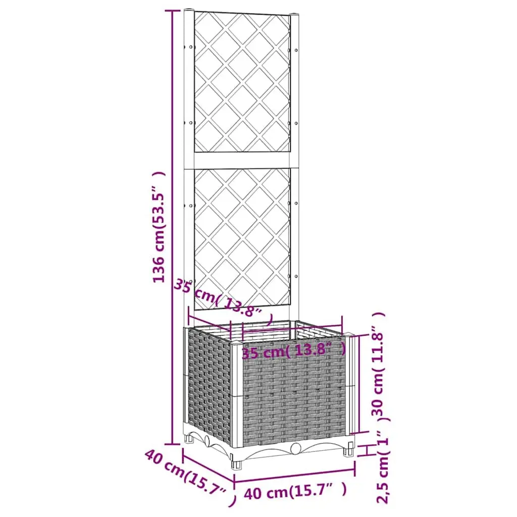 Garden Planter with Black Trellis for Climbing Plants