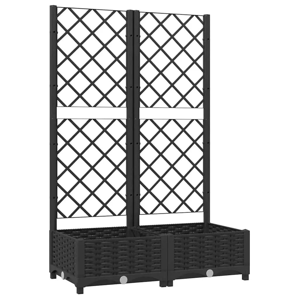 Garden Planter PP 80 x 40 x 121.5 cm Black Outdoor Trellis Support for Climbing Plants