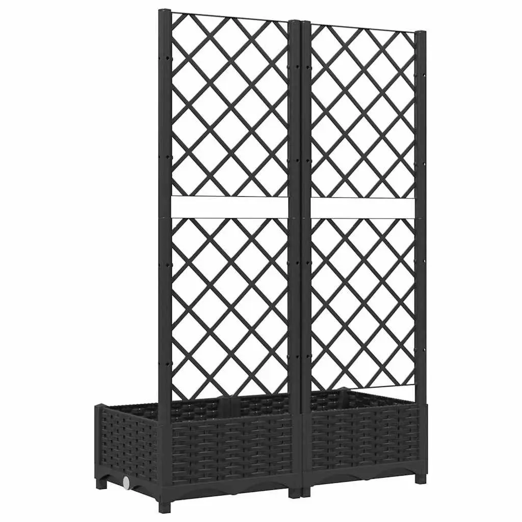 Garden Planter PP 80 x 40 x 121.5 cm Black Outdoor Trellis Support for Climbing Plants