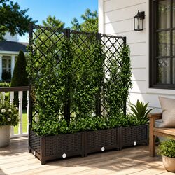 Durable Black Garden Planter with Trellis for Climbing Plants