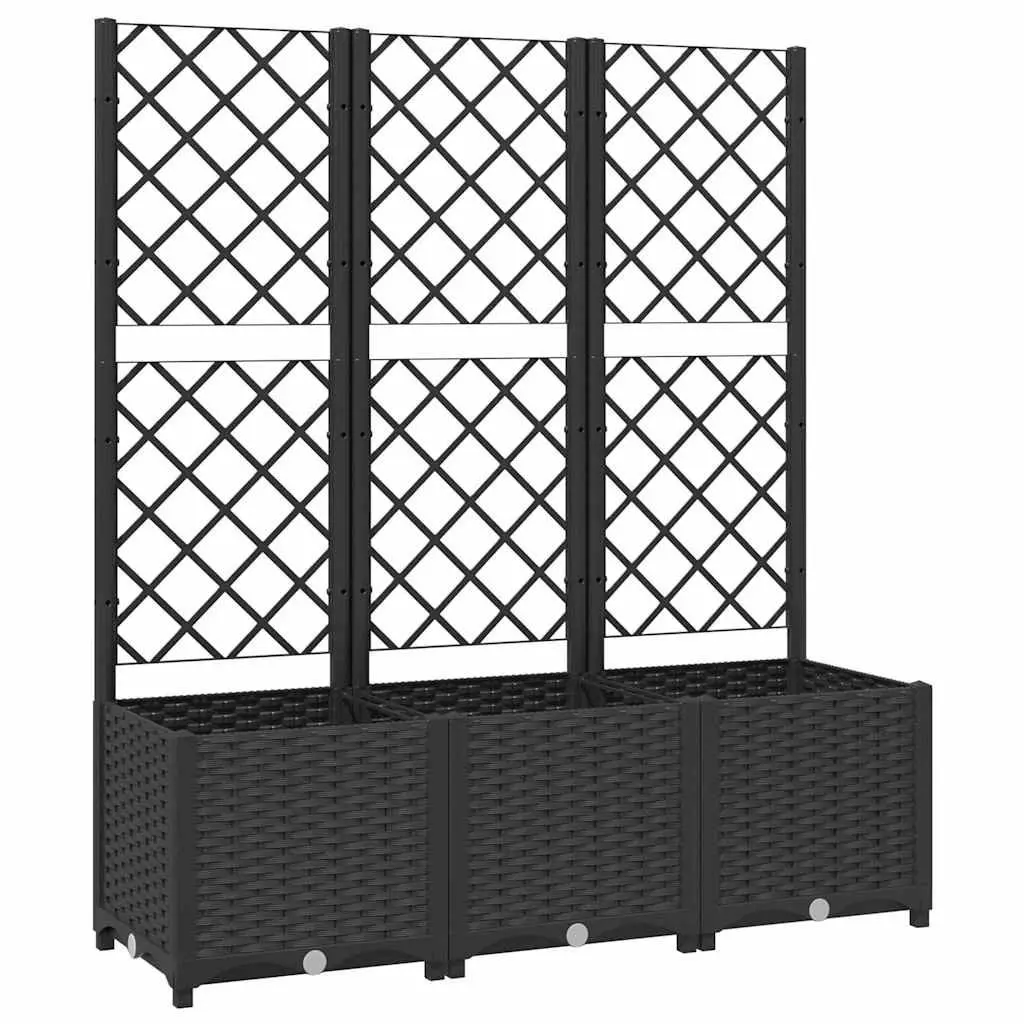 Black Garden Planter with Trellis 120x40x136cm