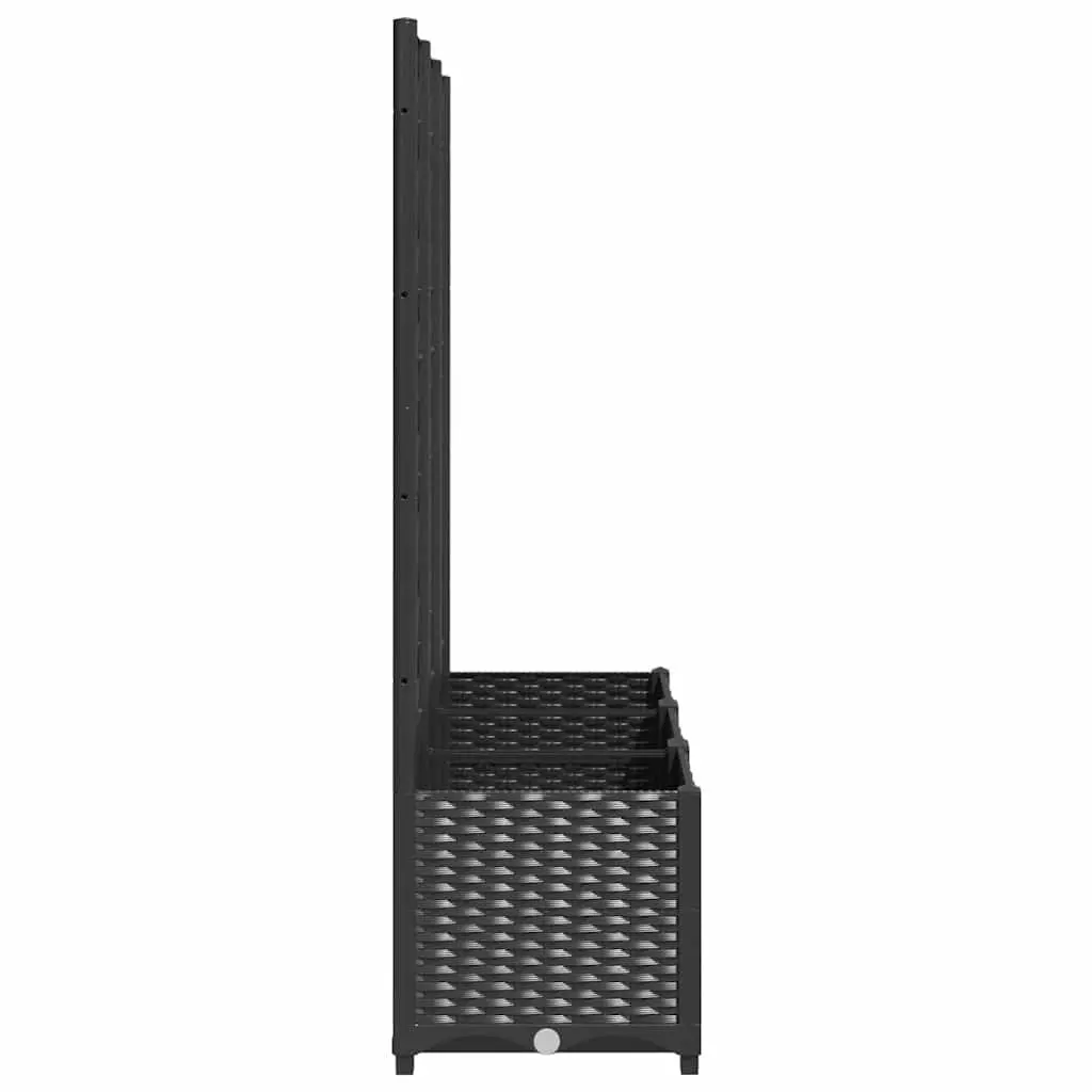 Black Garden Planter with Trellis 120x40x136cm