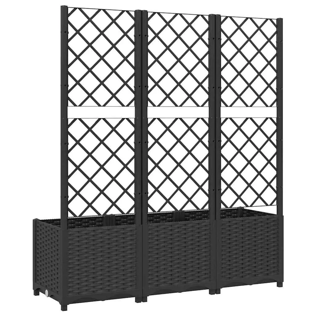 Black Garden Planter with Trellis 120x40x136cm