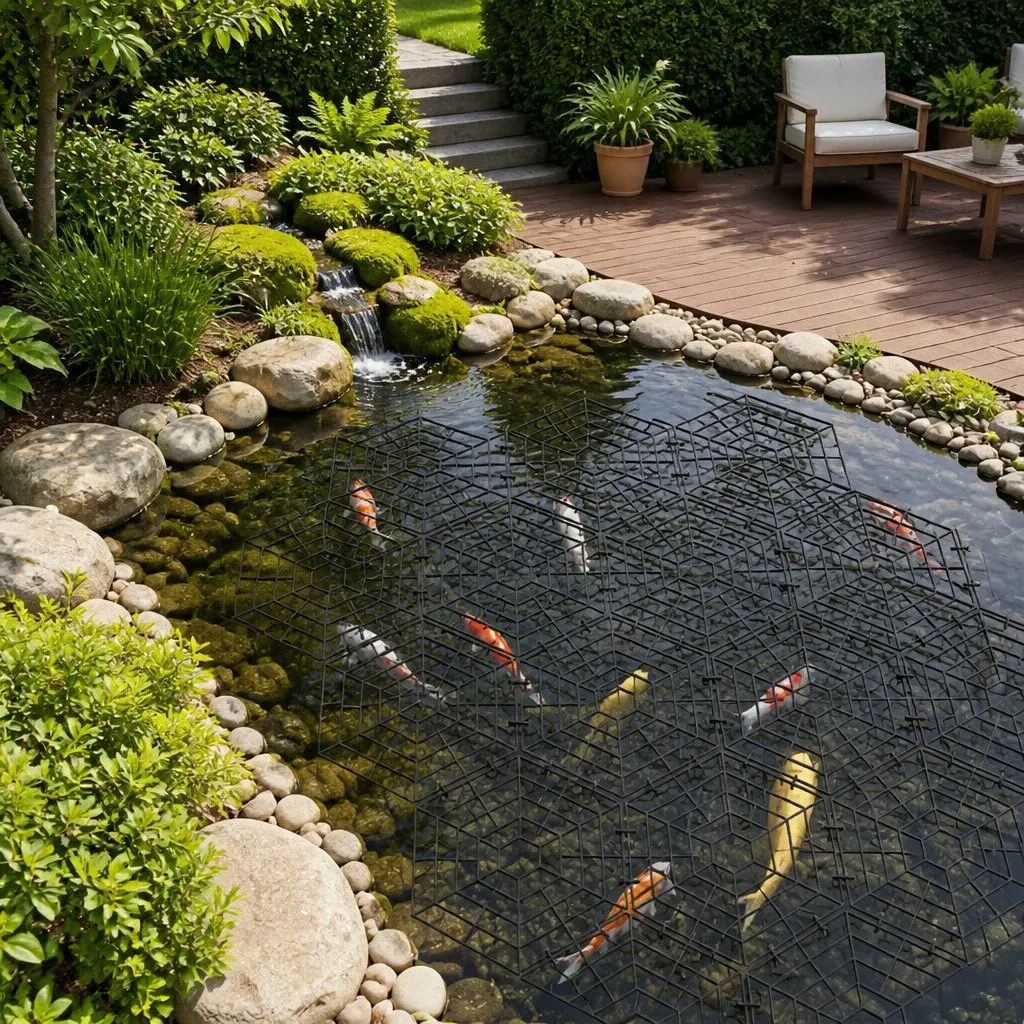 Black Modular Pond Grilles for Fish Protection