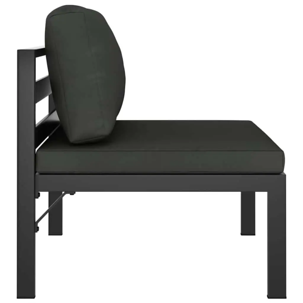 Garden Sofa Set Aluminium 3 Piece Modular Outdoor Furniture Anthracite with Cushions