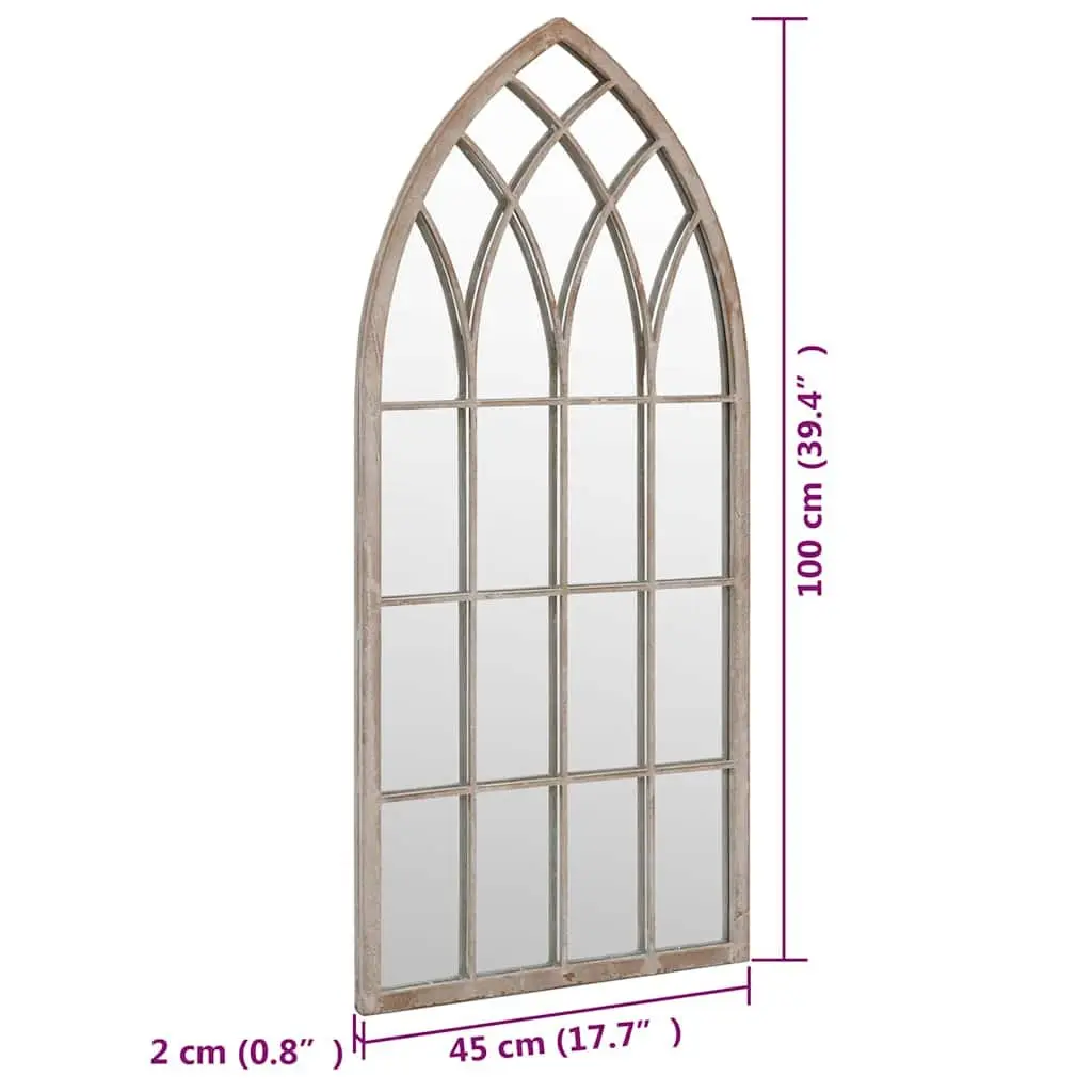 Garden Mirror Iron 100x45cm Cream Antique Effect
