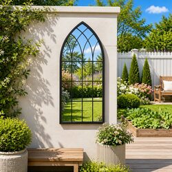 Black Iron Garden Mirror 100x45 cm for Outdoor Use
