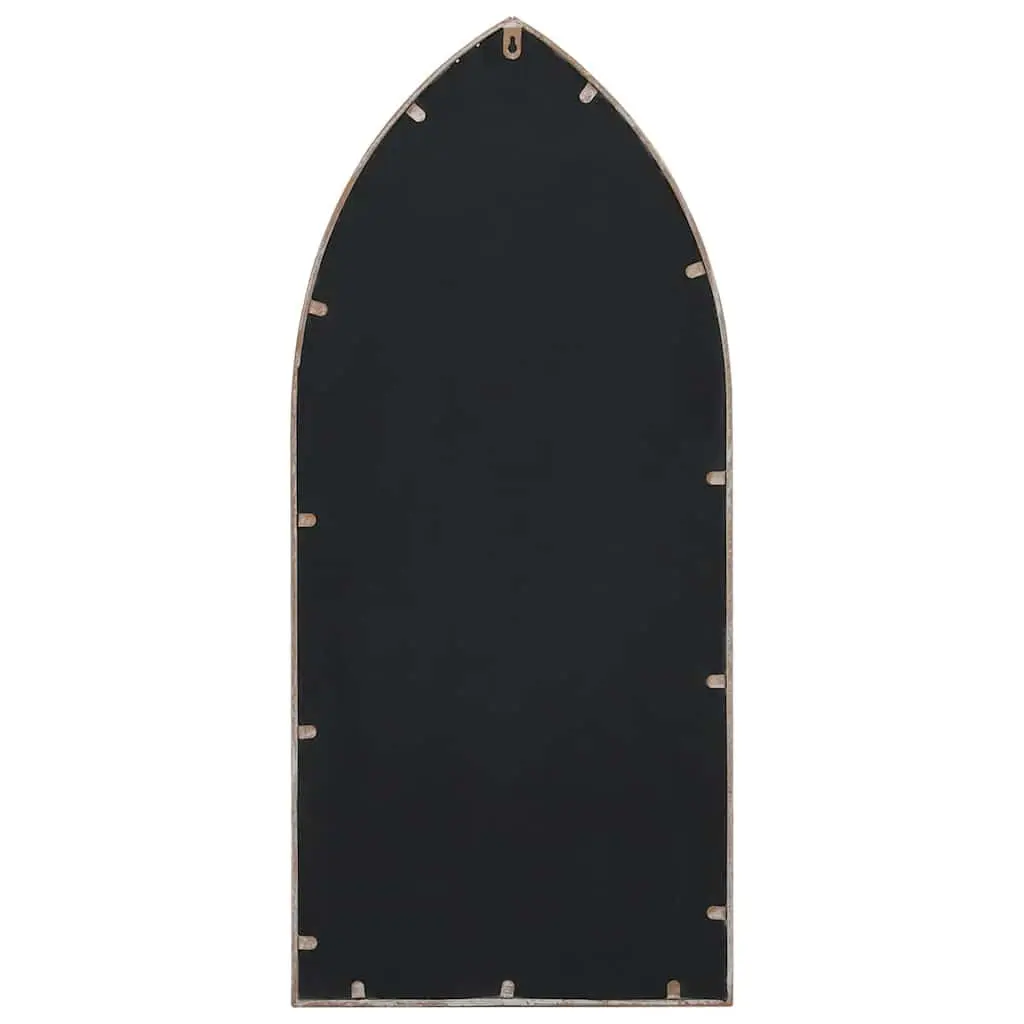Cream Iron Garden Mirror with Rust Effect for Outdoor Use