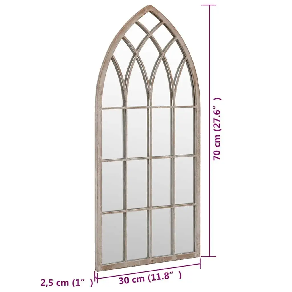 Cream Iron Garden Mirror with Rust Effect for Outdoor Use
