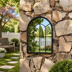 Stunning Black Iron Garden Mirror 60x45 cm for Outdoor Use