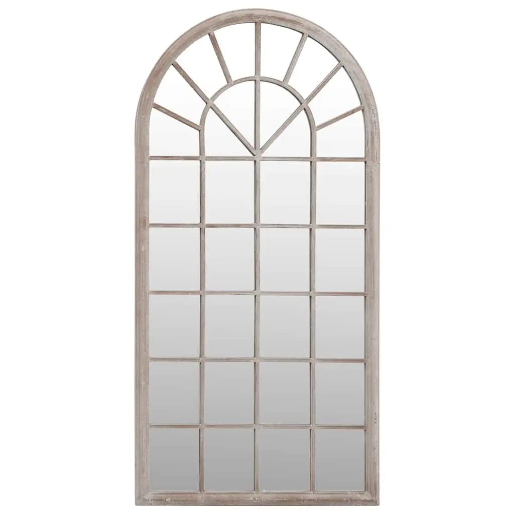 Cream Iron Frame Garden Mirror Outdoor Decor 90x45cm