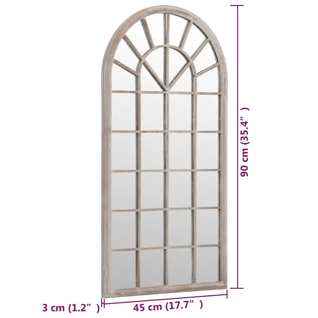 Cream Iron Frame Garden Mirror Outdoor Decor 90x45cm