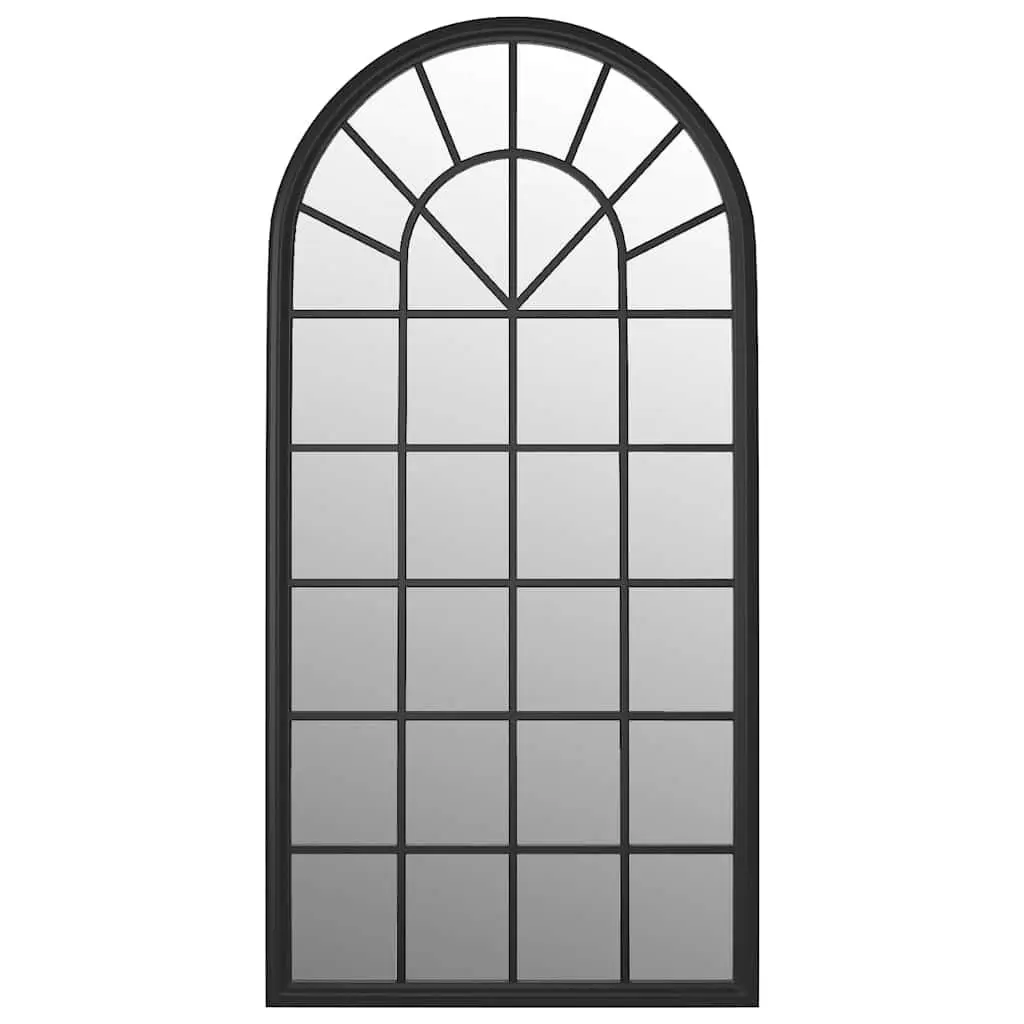Black Iron Garden Mirror 90x45 cm Outdoor Wall Decor