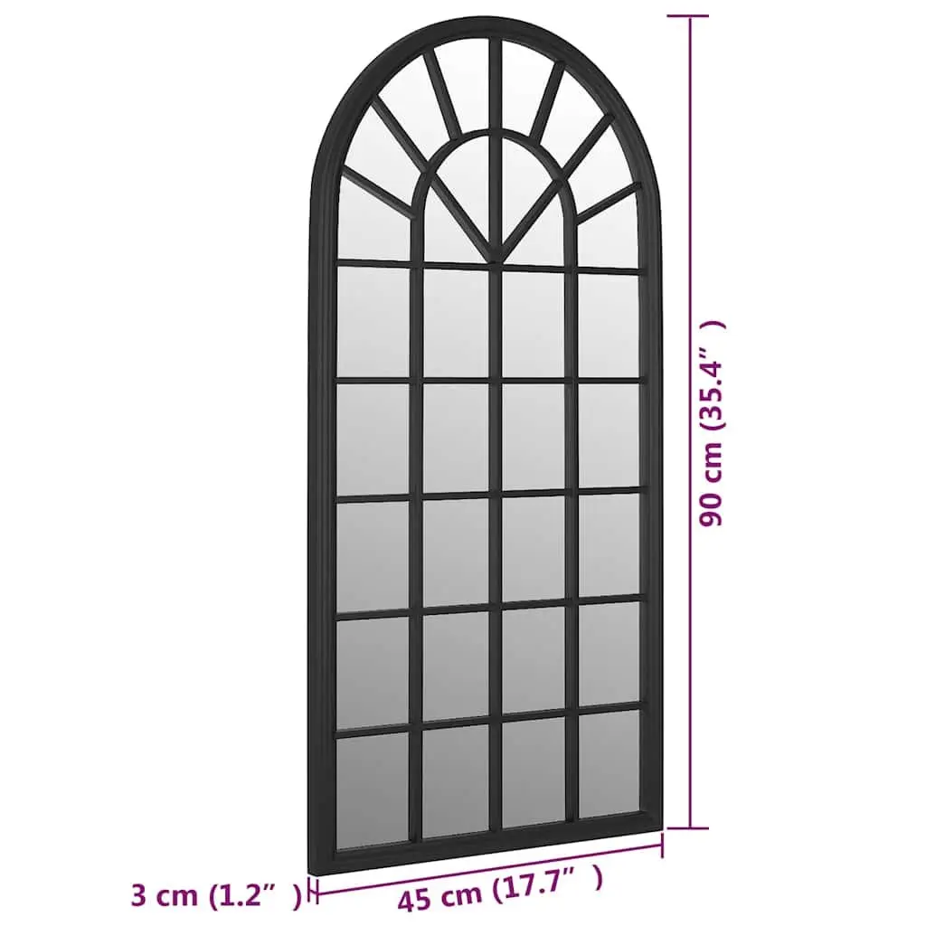 Black Iron Garden Mirror 90x45 cm Outdoor Wall Decor