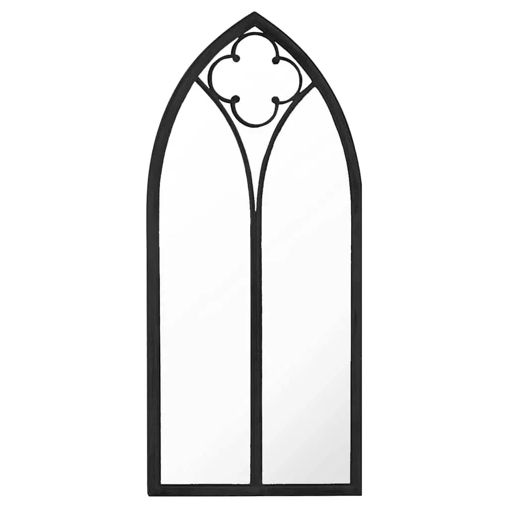 Black Iron Garden Mirror 100x45 cm with Rust Effect