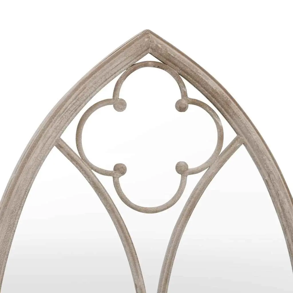 Cream Iron Garden Mirror with Rust Effect for Outdoors
