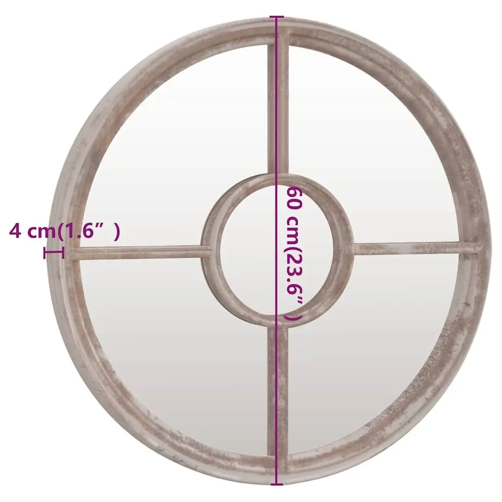 Cream Round Garden Mirror with Iron Frame 60cm