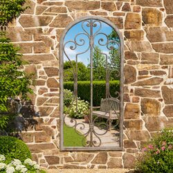 Antique Iron Garden Mirror for Outdoor Spaces 100x45 cm