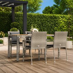 Elegant 5 Piece Grey Rattan Garden Dining Set