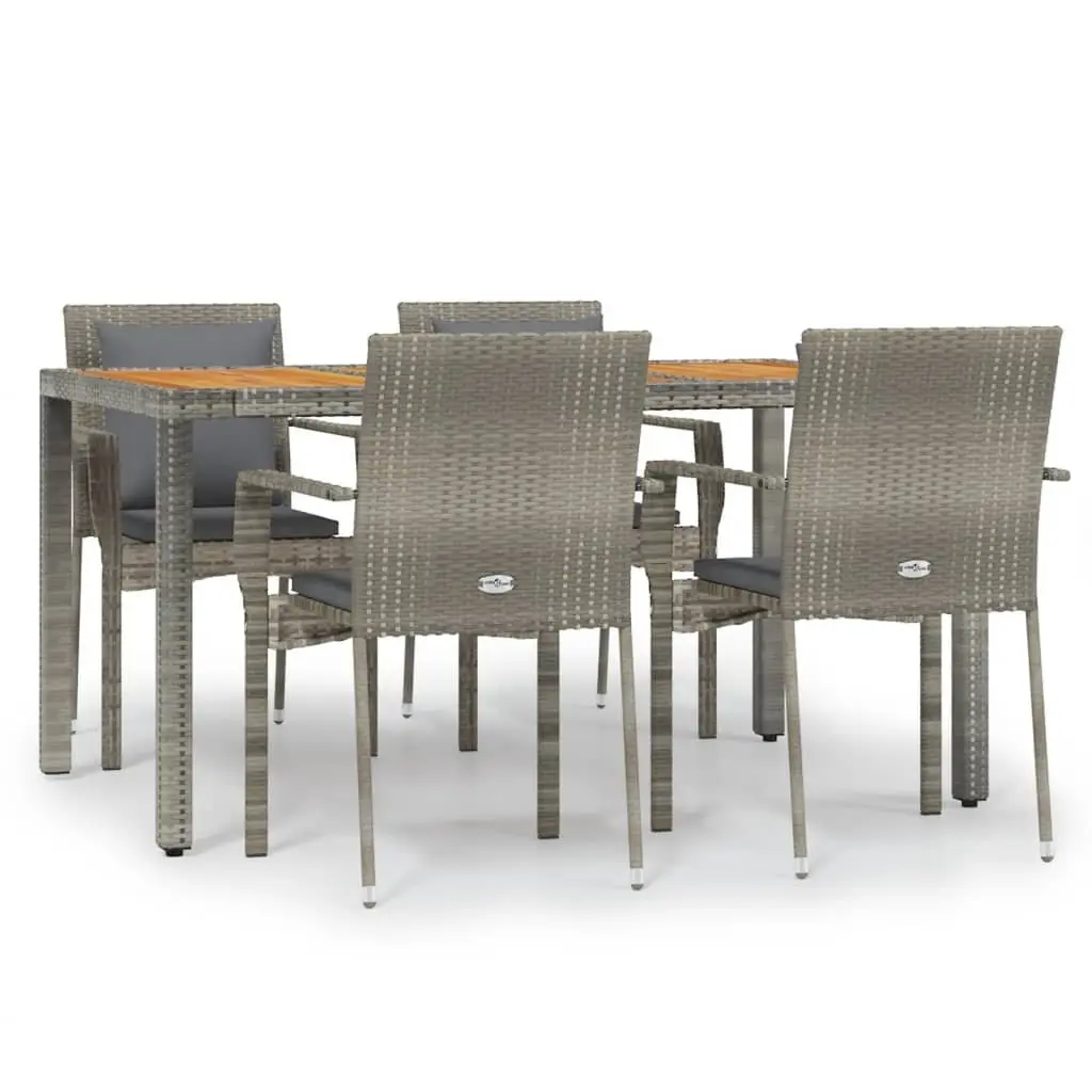 5 Piece Grey Rattan Garden Dining Set