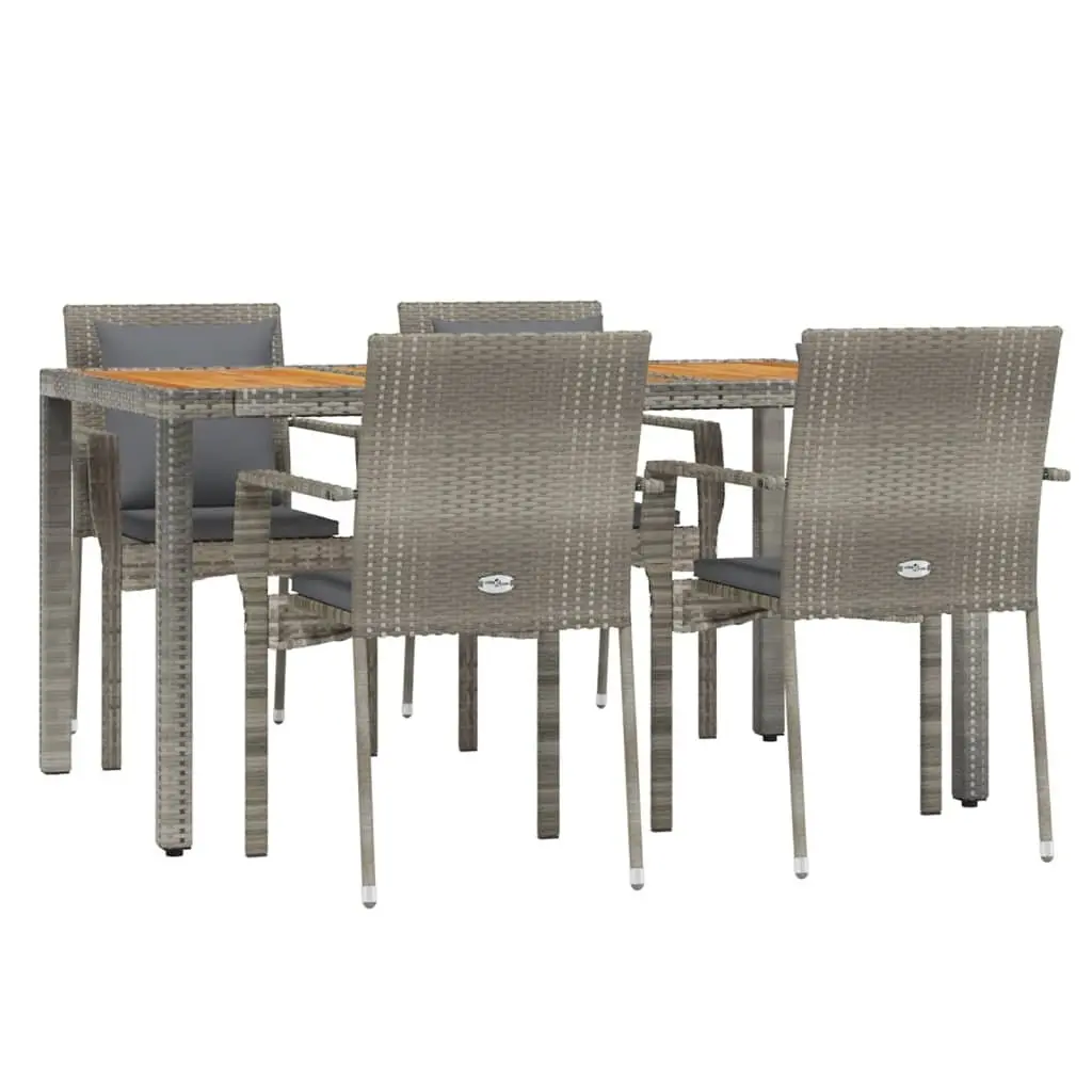 5 Piece Grey Rattan Garden Dining Set