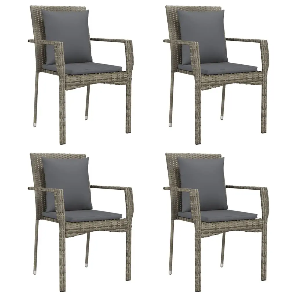5 Piece Grey Rattan Garden Dining Set