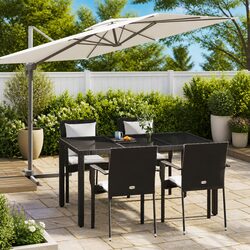 Durable 5 Piece Garden Dining Set with Black Rattan