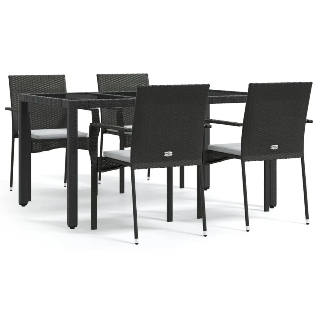 Garden Dining Set PE Rattan 5 Piece Outdoor Patio Furniture Black