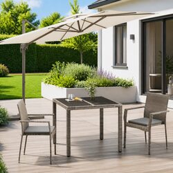 Outdoor Dining Set 3 Piece Grey Patio Furniture