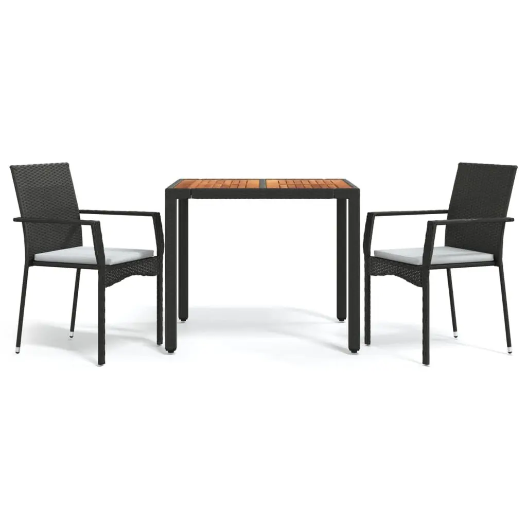 3 Piece Outdoor Patio Dining Set with Acacia Table