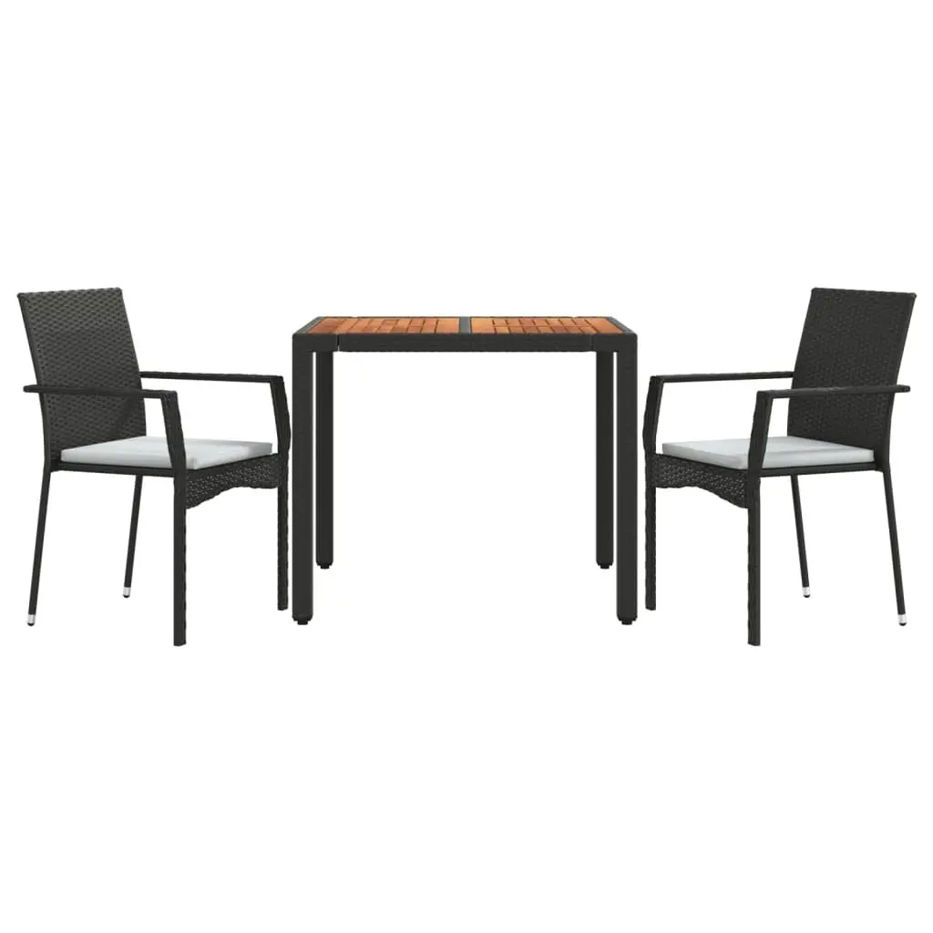 3 Piece Outdoor Patio Dining Set with Acacia Table