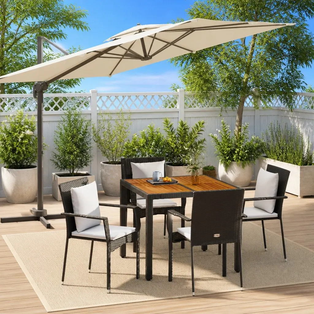 Garden Dining Set PE Rattan Powder-coated Steel 5 Piece Black